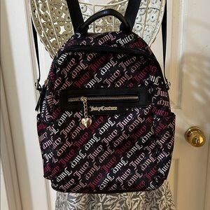 Juicy Couture Black and Pink Logo Backpack
